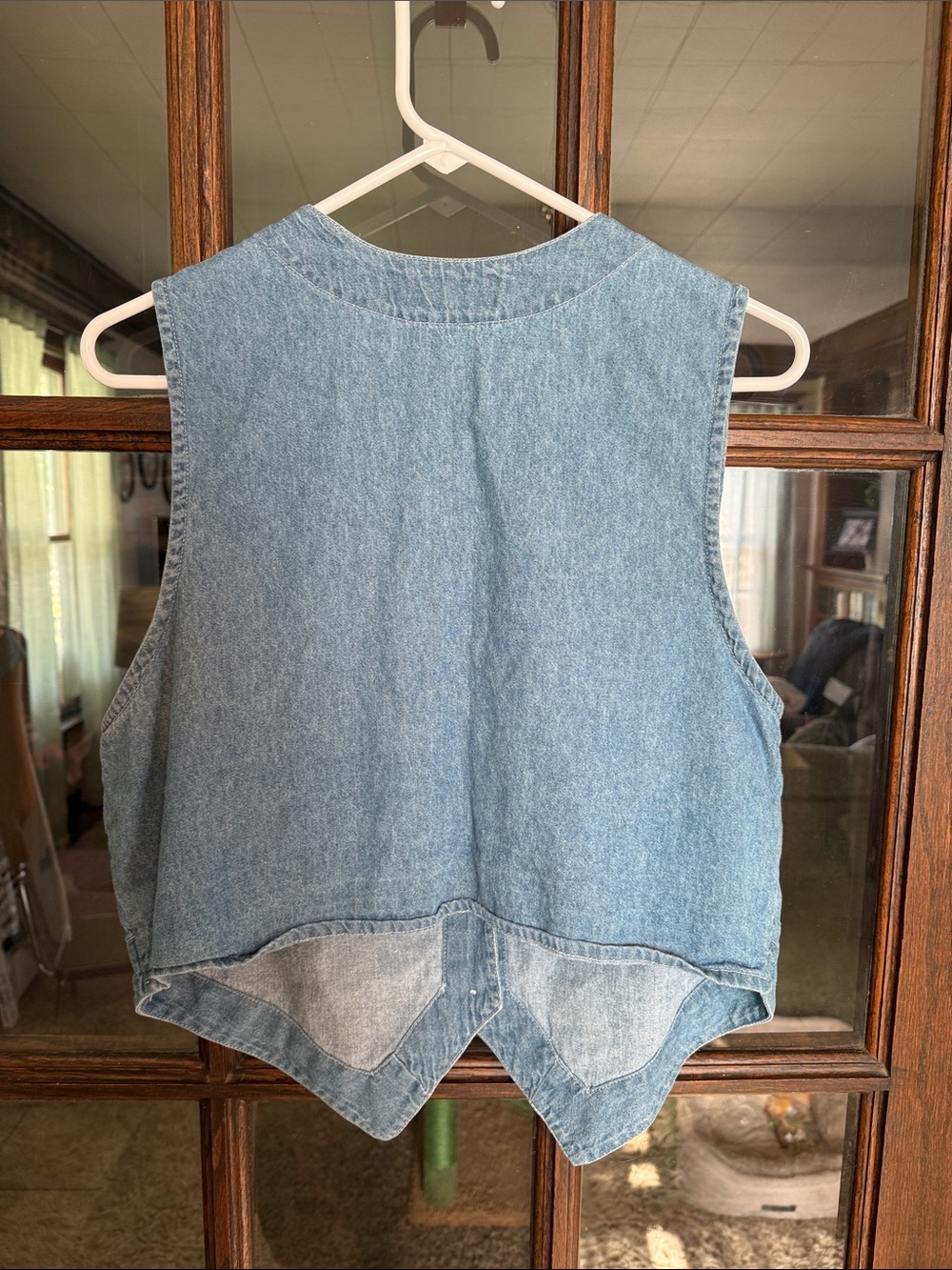 Vintage Blue Diamond Hand Painted Nautical Denim Vest Lighthouse Whale Small - Picture 6 of 6